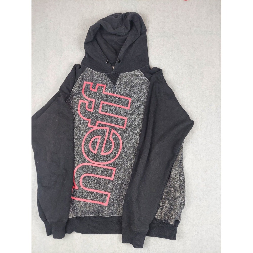 Neff pull over Hoodie Men's size Medium Black and Gray with NEFF Logo